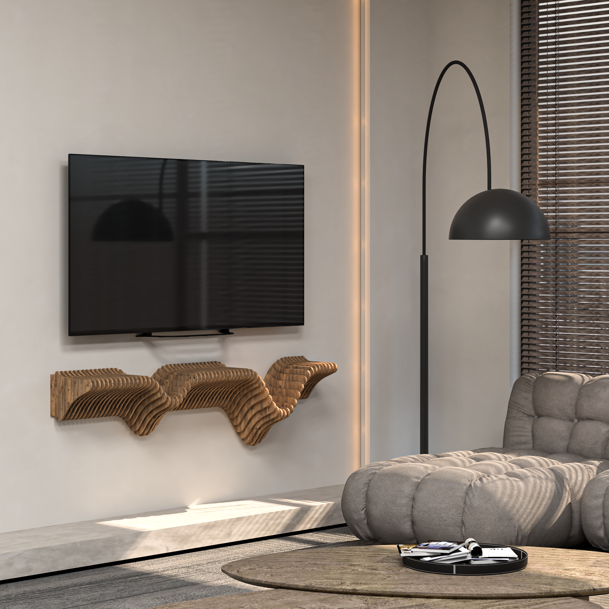 Parametric Shelf 40 inch Wavy Design Display Shelf