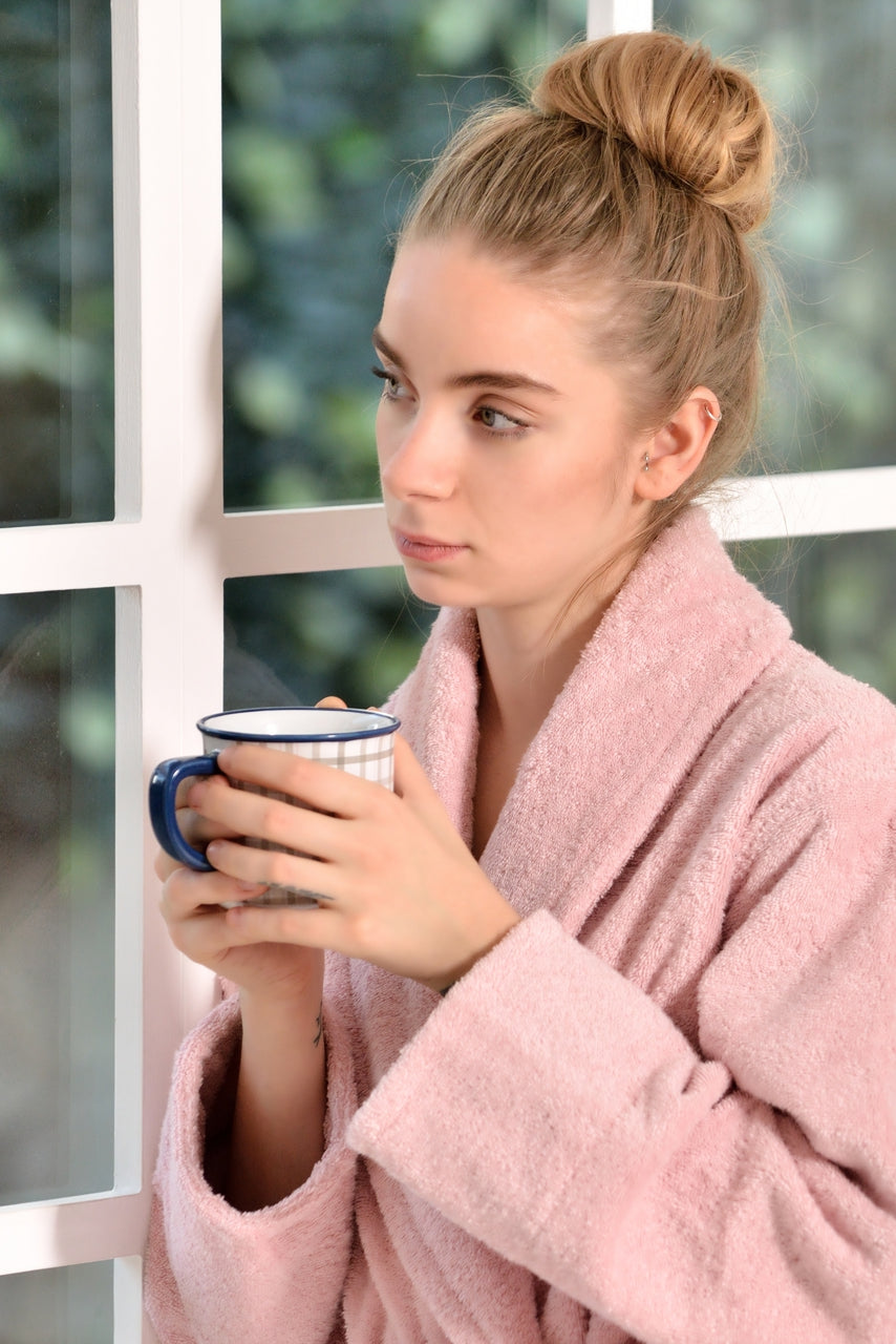 XS/S Women's Luxury Turkish Bath Robes, 100% Turkish Cotton, Hotel Style Ultra Soft Robes For Home and Bath - Soft Shawl Collar Bathrobe with Adjustable Belt