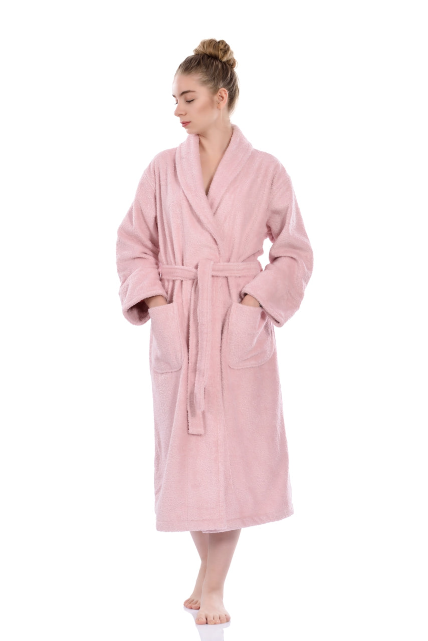 XS/S Women's Luxury Turkish Bath Robes, 100% Turkish Cotton, Hotel Style Ultra Soft Robes For Home and Bath - Soft Shawl Collar Bathrobe with Adjustable Belt