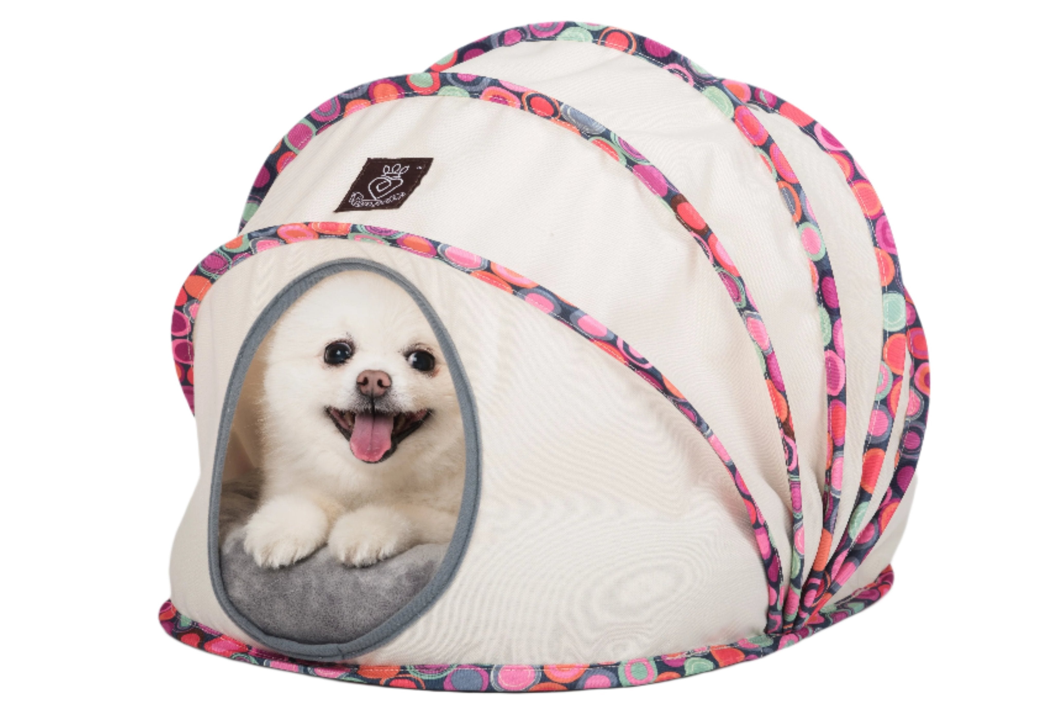 Buy pink Foldable / Pop Up Cocoon Cave for Dogs, Cats and Companion Animals with Removable Cushion and Convenient Travel Carry Bag, Dog and Cat House with Bed