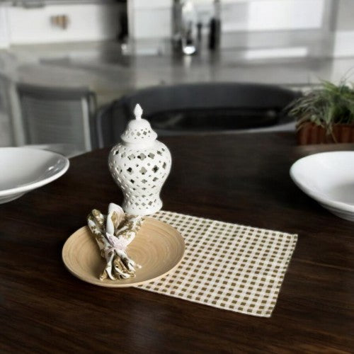 Green Checkered Retro-Printed Placemat Set of 2