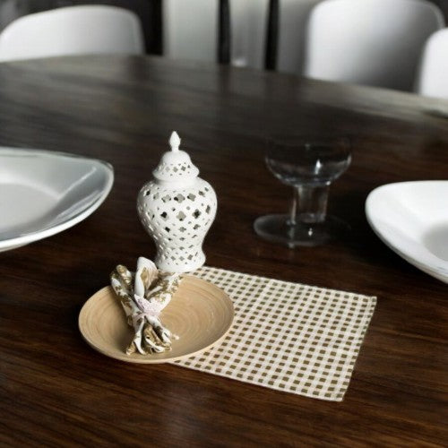 Green Checkered Retro-Printed Placemat Set of 2