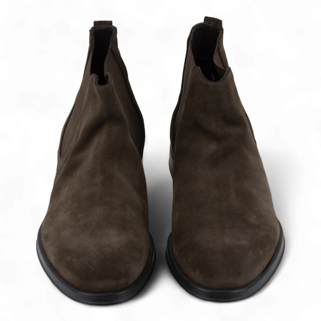Men's Leather Slip on Ankle Boots in Brown or Black - 0