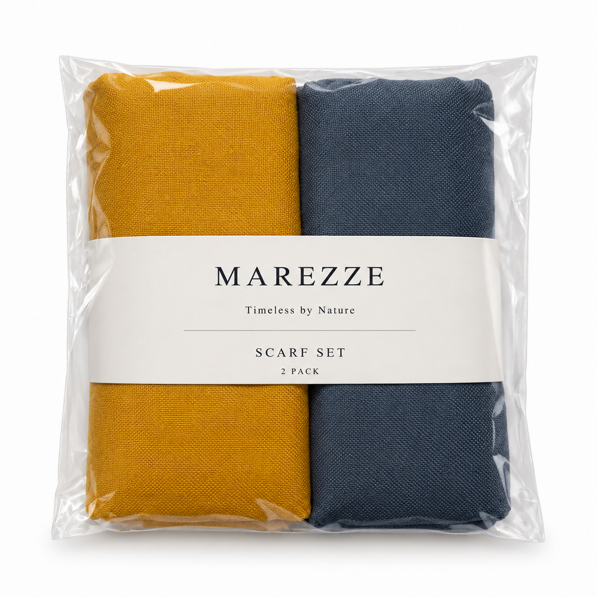 Women’s Lightweight Scarf Set, 2-Pack – Grey & Mustard, 71 × 25 in