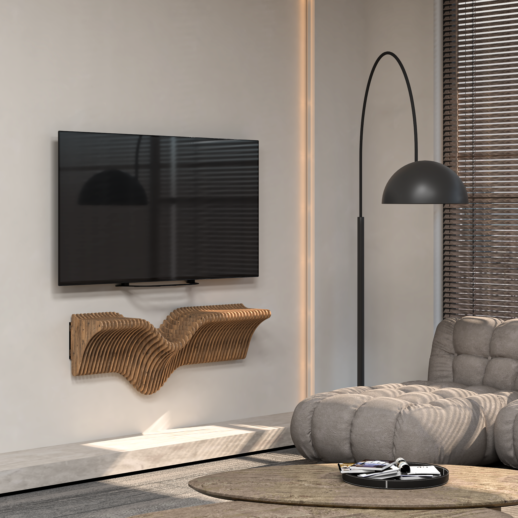 Parametric Shelf 40 inch Wavy Design Display Shelf