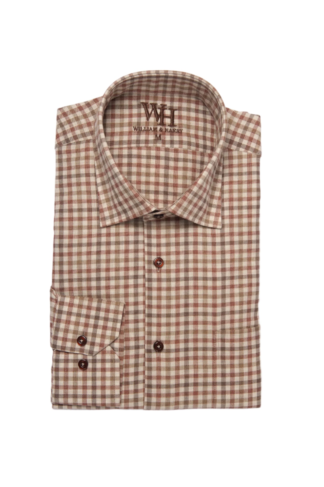 W&H Men's Long Sleeve Button Up Sports Shirts - Red Gingham