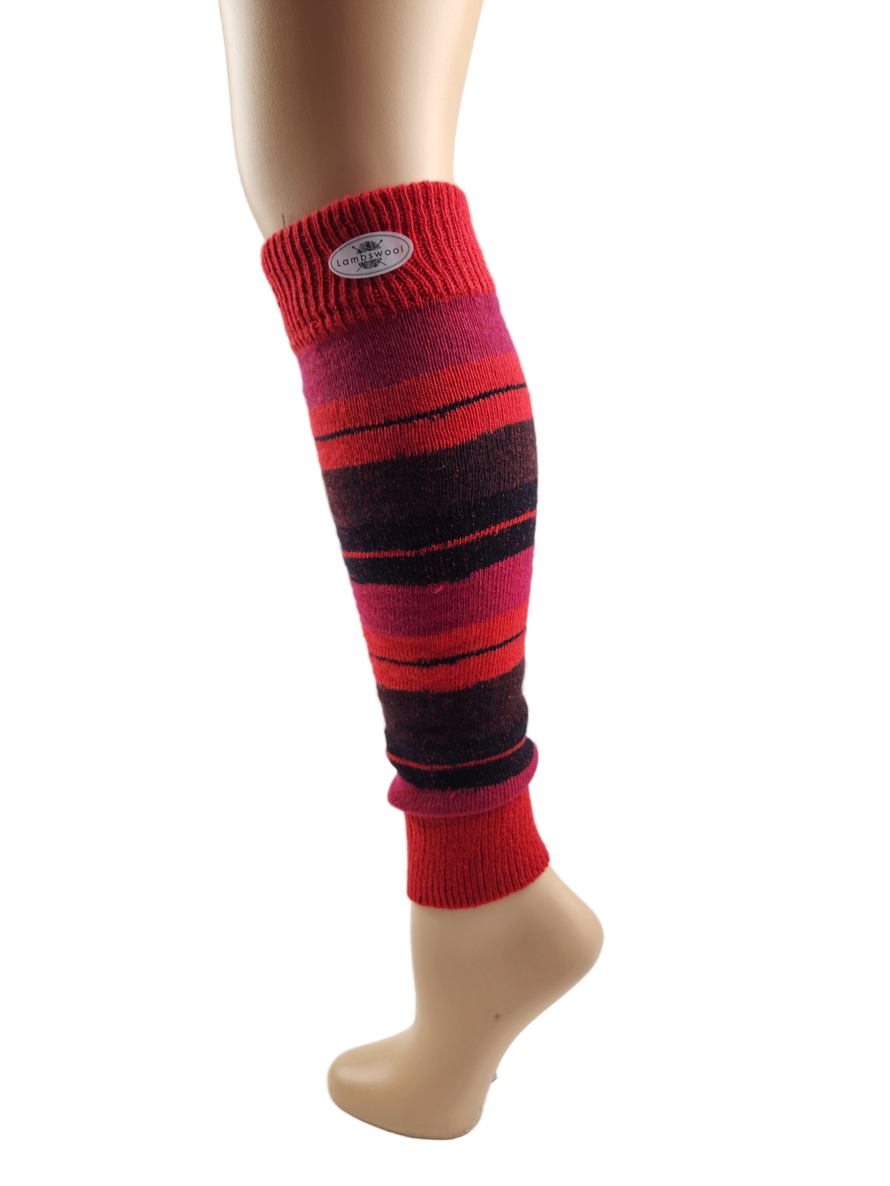 Women's and Girls' Striped Lambs Wool Leg Warmers