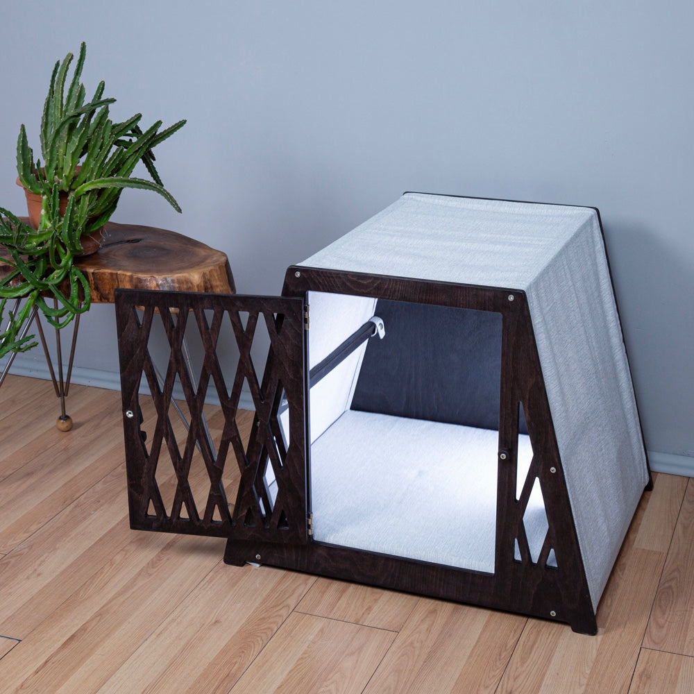 Luxury Wooden Dog House with High-Quality Memory Foam Bed – X-Small to XX-Large