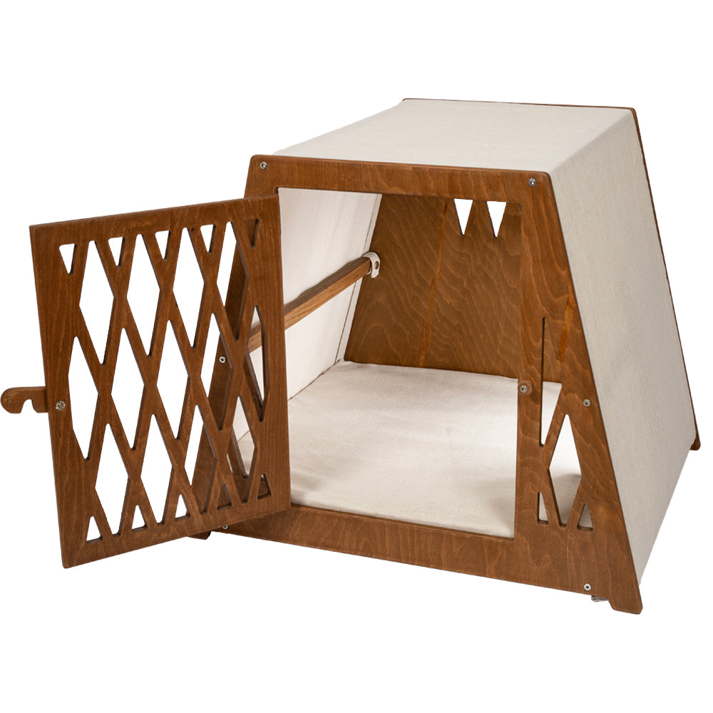 Luxury Wooden Dog House with High-Quality Memory Foam Bed – X-Small to XX-Large