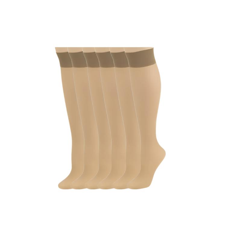 Women's Stay-Up Nylon Knee Highs Queen Plus 6 Pair Packs