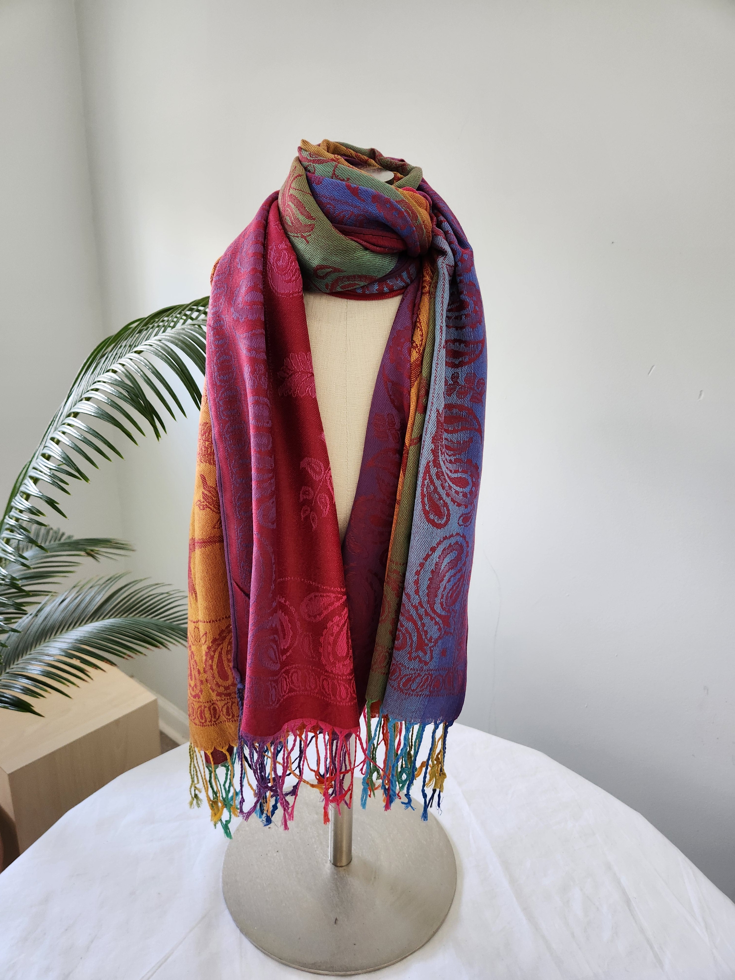 Women's Elegant Scarf or Wrap, Colorful Jewel-Tones, Great Gift for Holidays