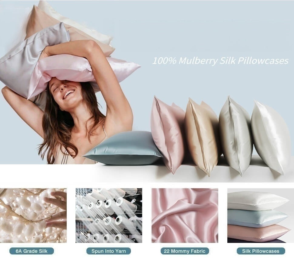Mulberry Silk Standard Pillowcase for Healthy Skin and Hair - Natural Cooling Silk 20" X 26" 1 Piece Envelope Closure