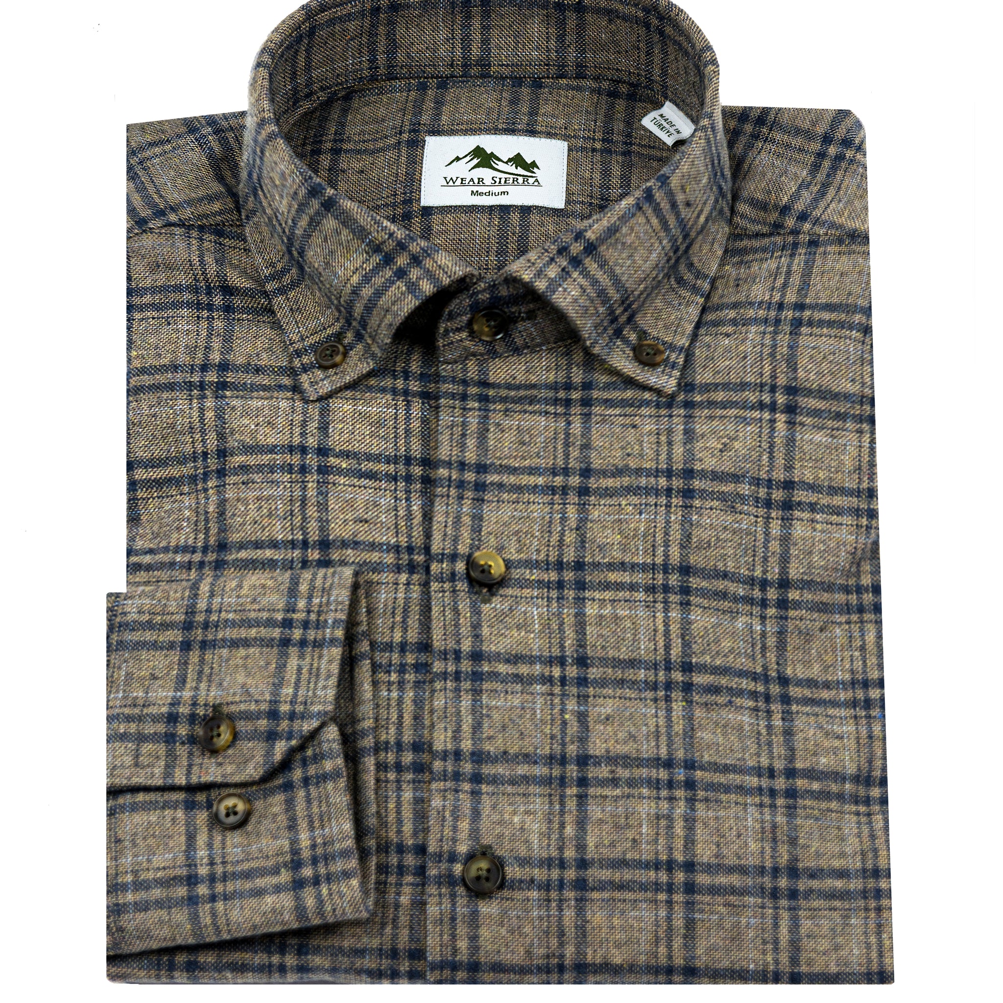 Wear Sierra Top Shelf Men's Cotton Long Sleeve Button Down Shirts in Brown Plaid