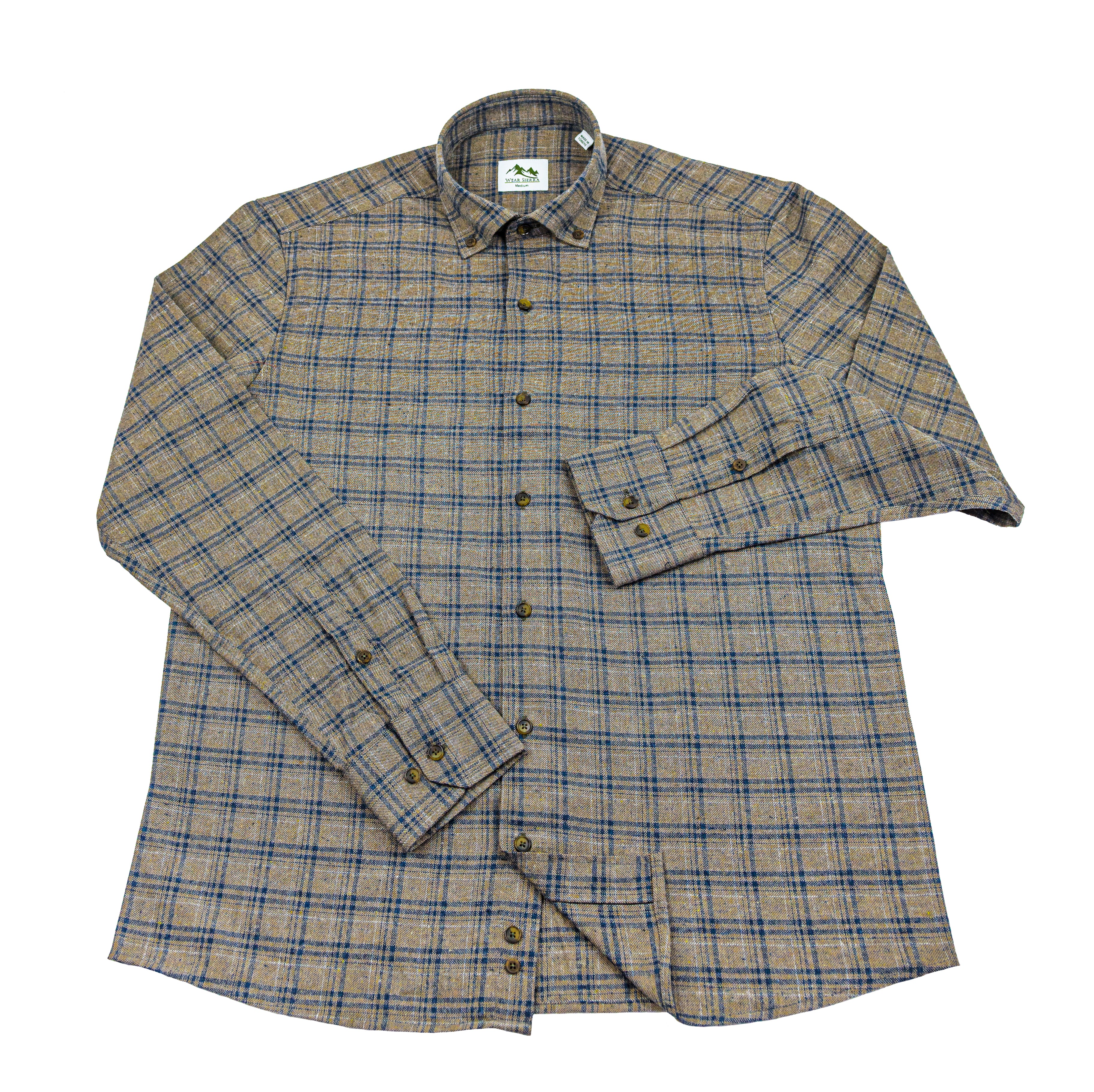 Wear Sierra Top Shelf Men's Cotton Long Sleeve Button Down Shirts in Brown Plaid - 0