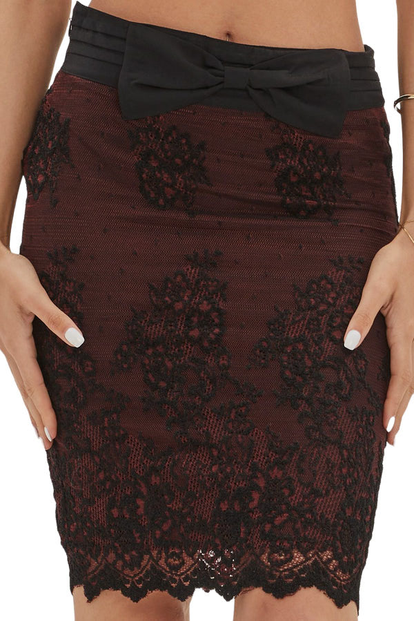 Women's Beach Cover-Up Skirt in Lace Overlay with Bow - Wear Sierra