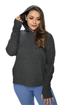 Women's Regular and Black Plus Size French Terry Activewear Hoodie - Great for Cool Mornings, Workout Gear, and Layering- Wear Sierra