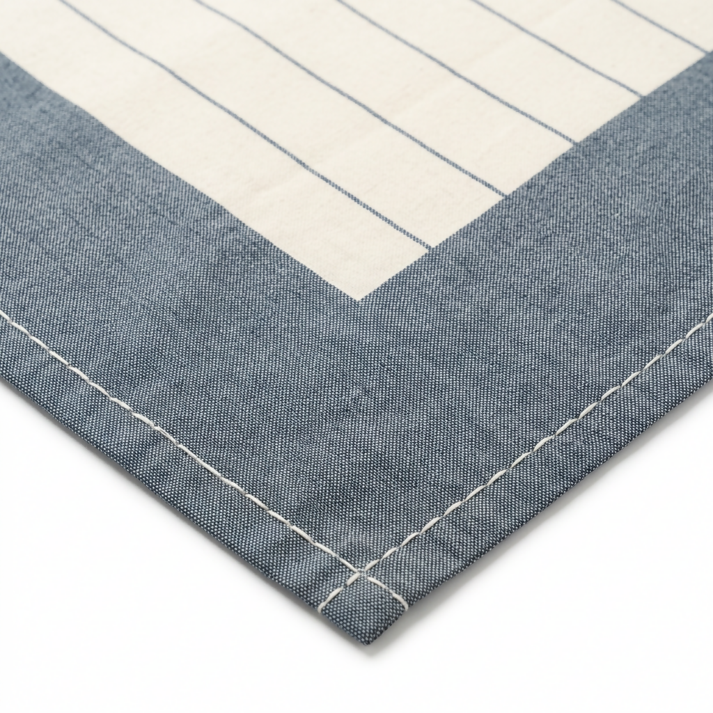 Warm Taupe & Ivory Striped Water- Repellent Rectengular Tablecloth