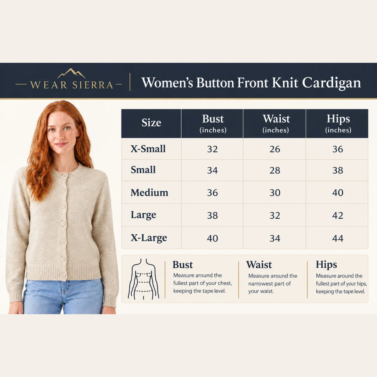 Women’s Classic Crew Neck Button-Front Knit Cardigan