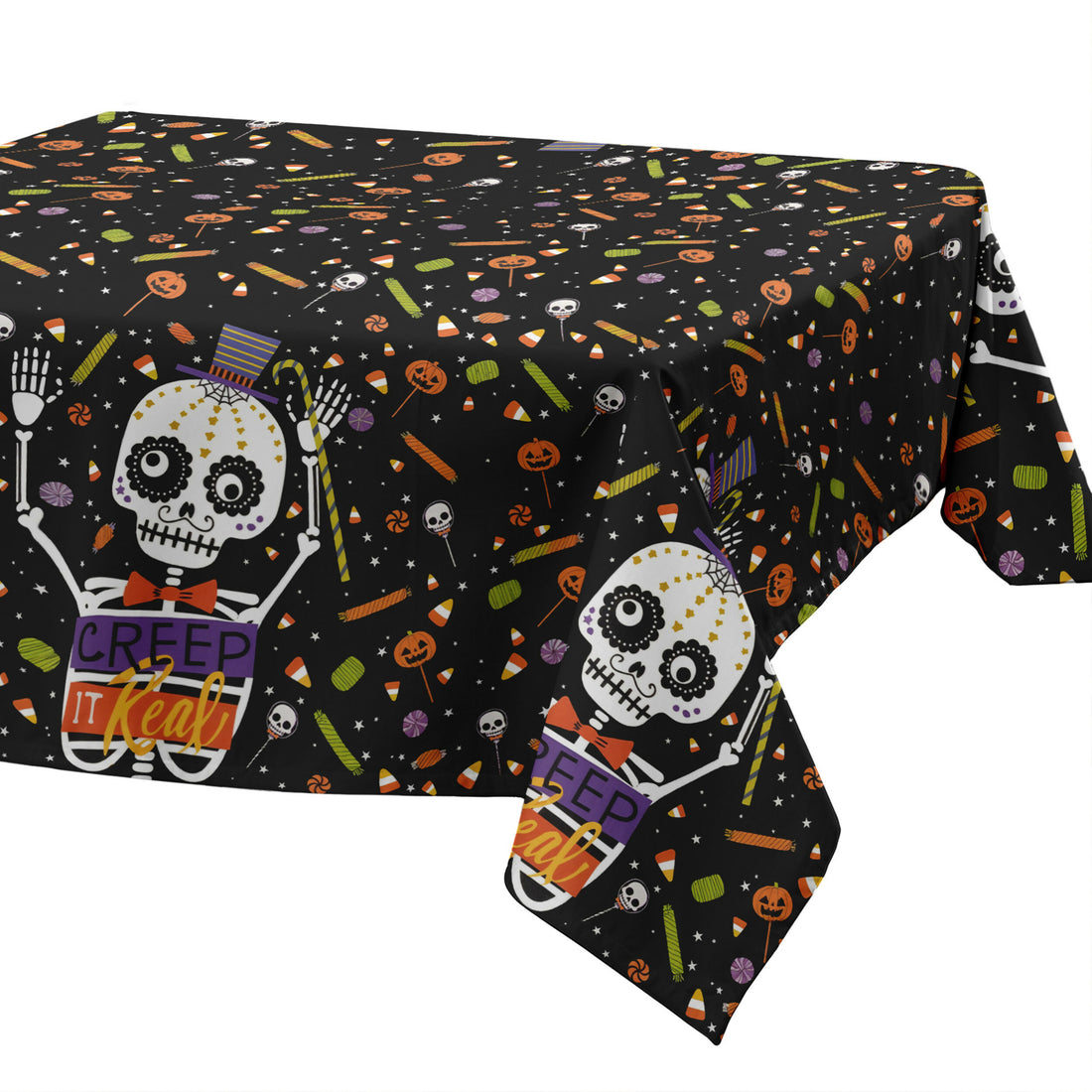 Halloween dancing skeleton tablecloth