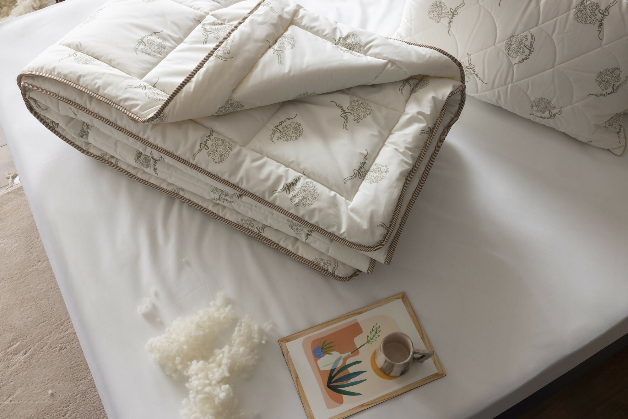 Duvetta 100% Wool Comforter with Cotton Fabric Cover Premium Quality New Zealand Wool-All Season Useable- Machine Washable Duvet-Medium Weight Quilt (Twin, 1, Unit)