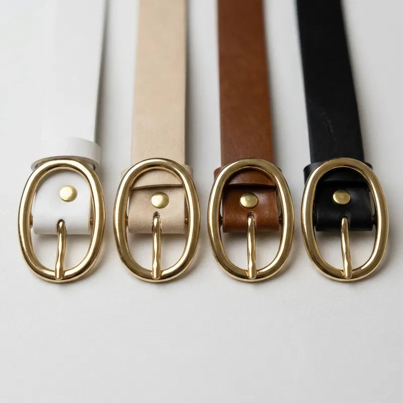 Women’s 4-Pack Belt Set with Gold-Tone Oval Buckles for Jeans, Pants & Dresses