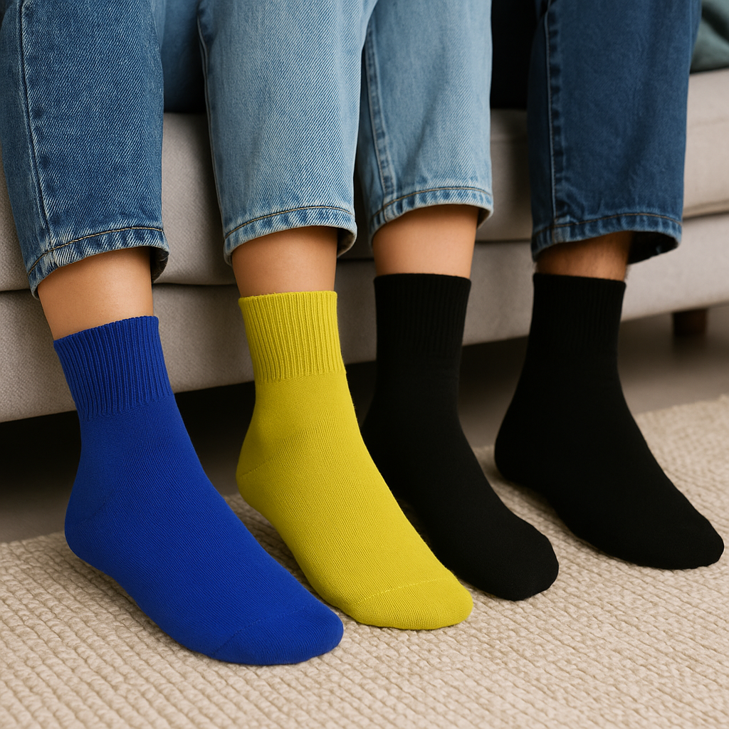 Women's 100% Combed Cotton Ankle Turn Cuff 3 Pair Pack - Loose Fitting Socks, Perfect for Diabetics and Edema