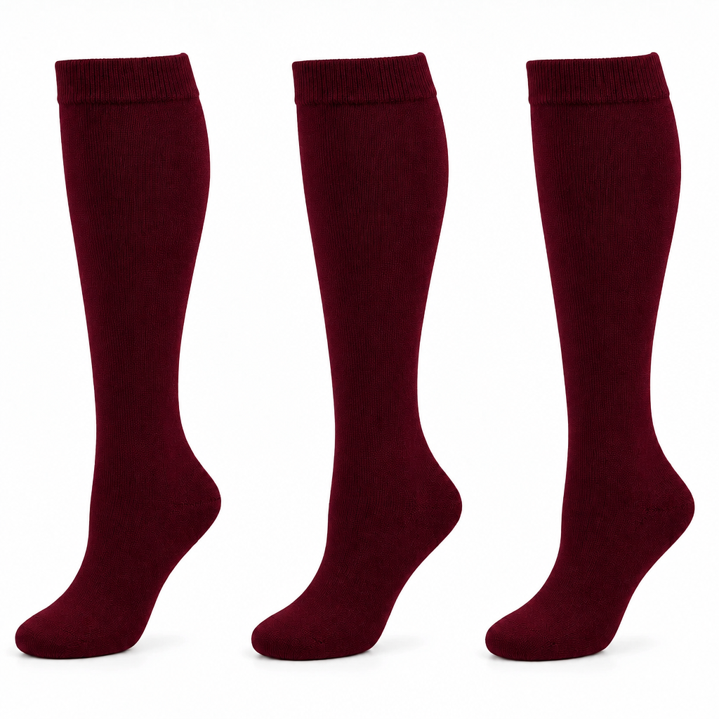 Women’s & Girls’ Knee High Flat Knit Socks – School Uniform & Dress Socks – 3 Pair Pack