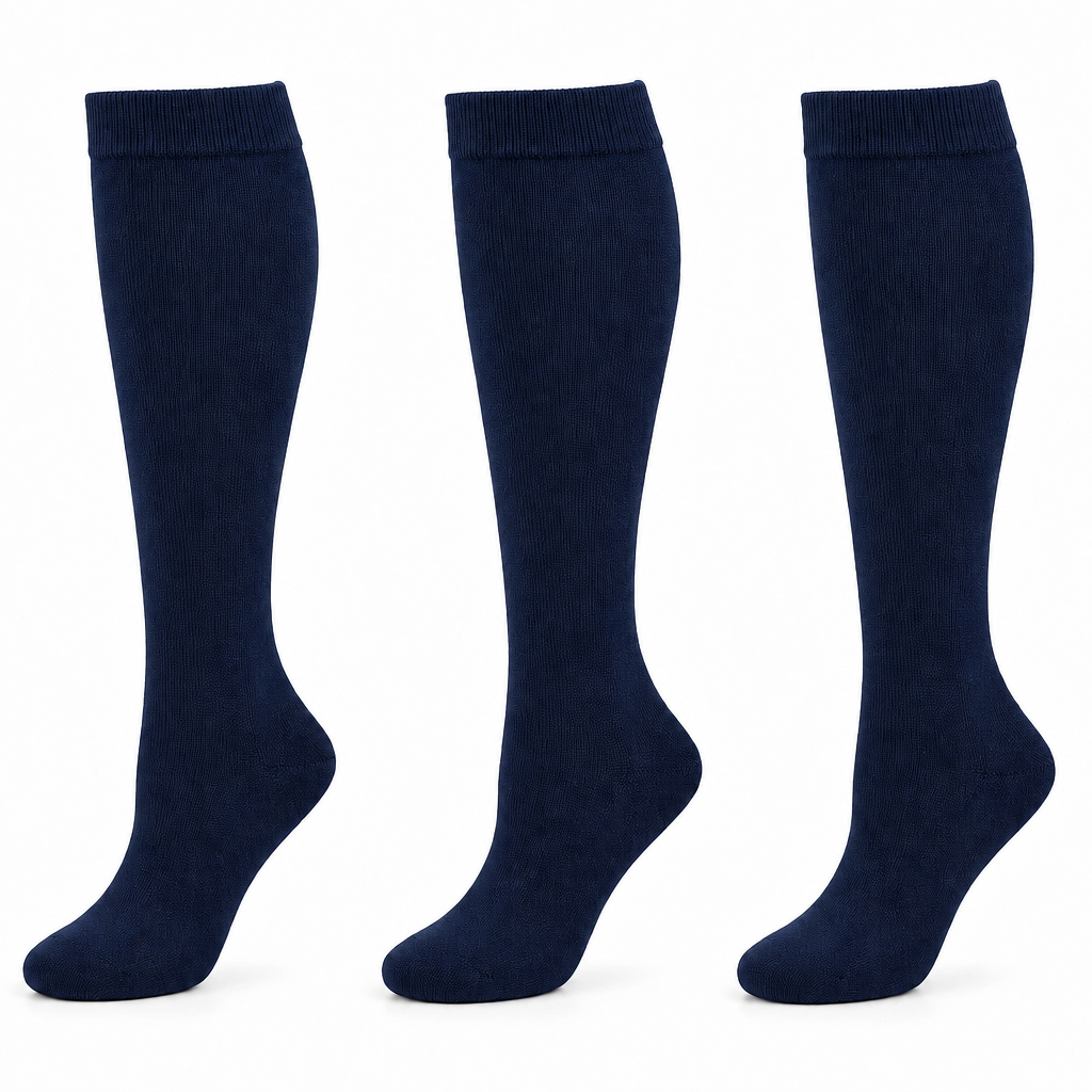 Women’s & Girls’ Knee High Flat Knit Socks – School Uniform & Dress Socks – 3 Pair Pack