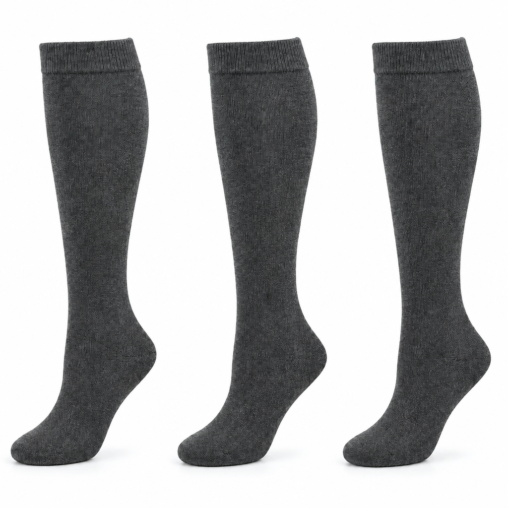 Women’s & Girls’ Knee High Flat Knit Socks – School Uniform & Dress Socks – 3 Pair Pack