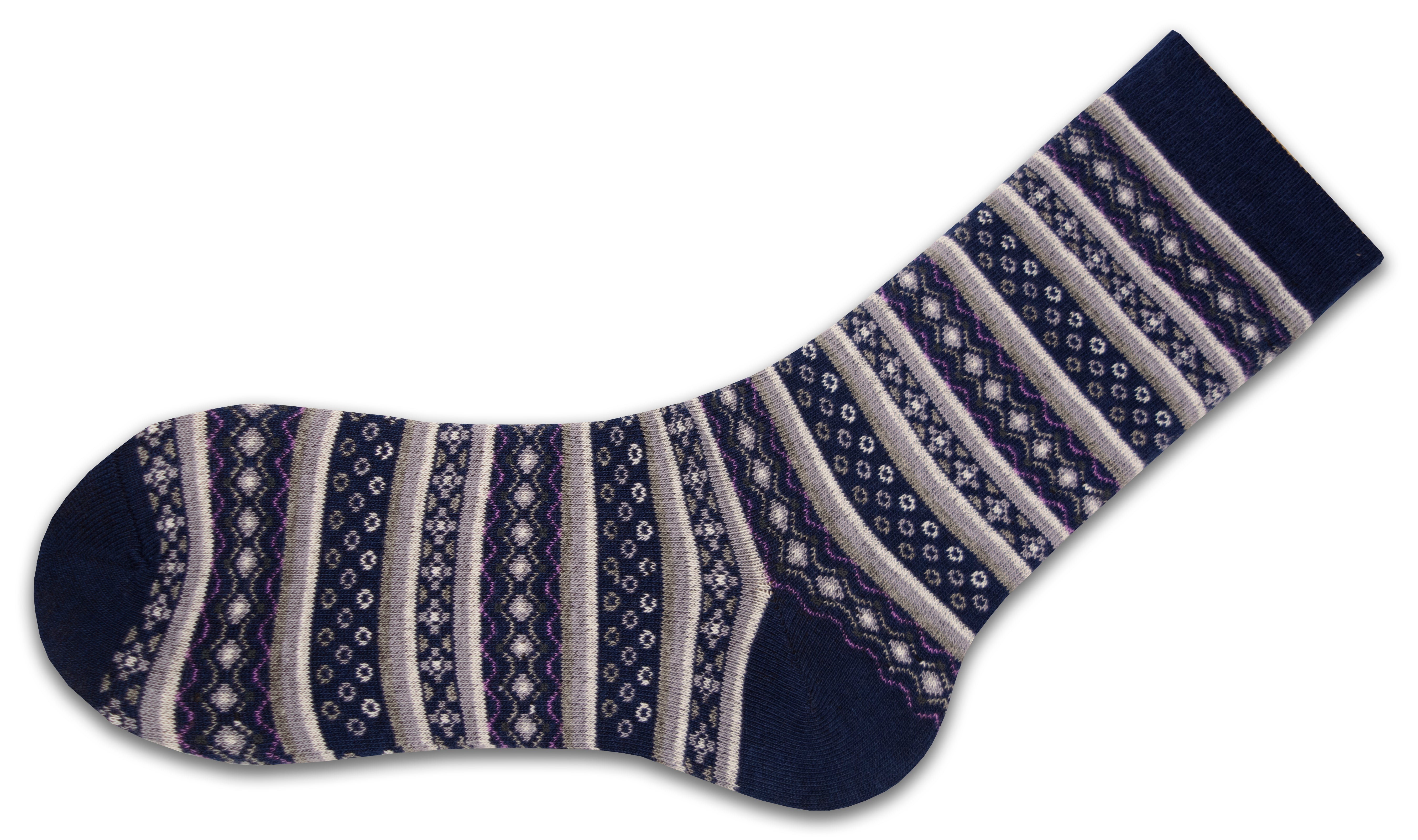 Flower Pattern Cotton Ladies Crew Socks 2-Pair Pack