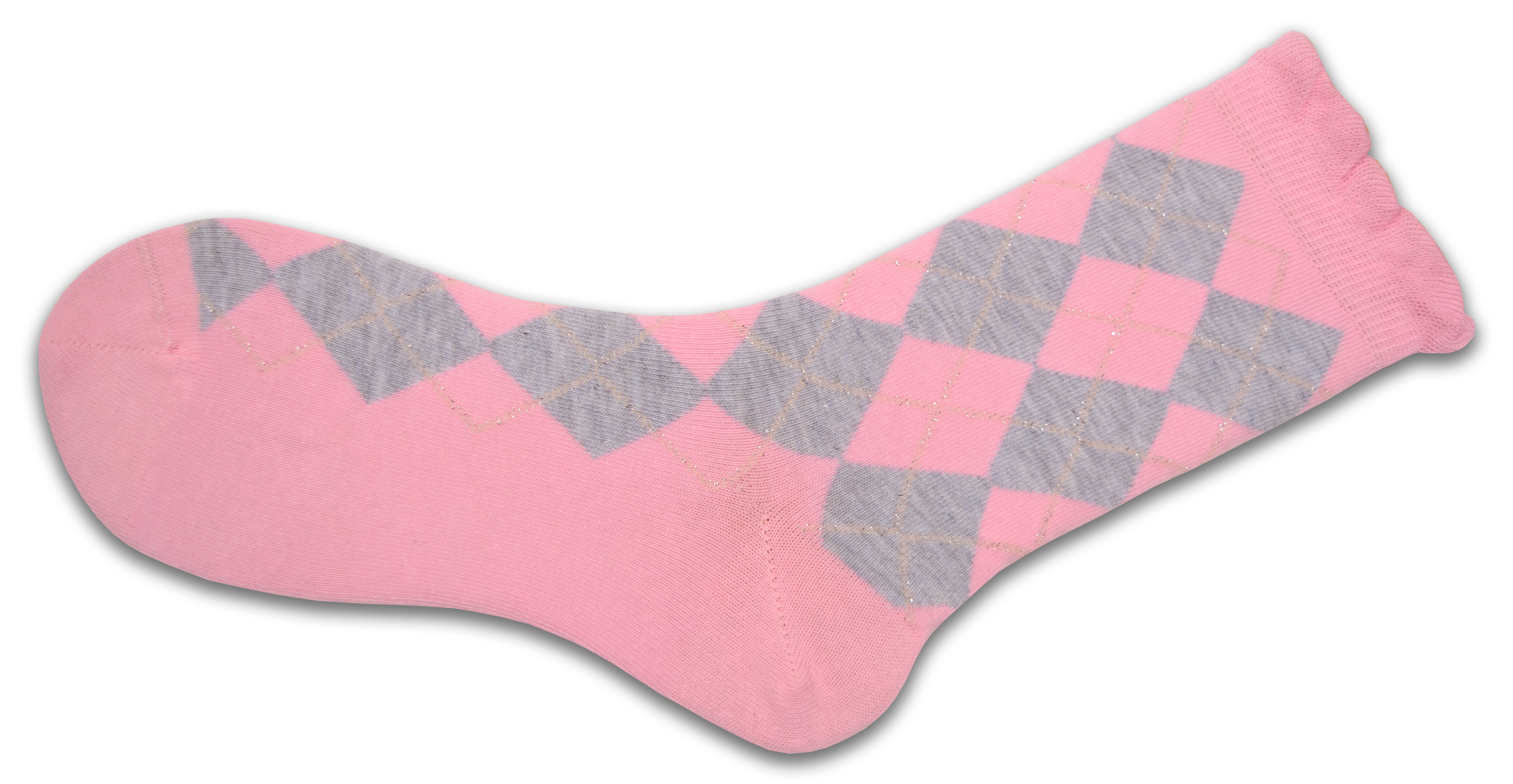 Sparkly Cotton Argyle Crew Socks for Women - 2 -Pair Packs