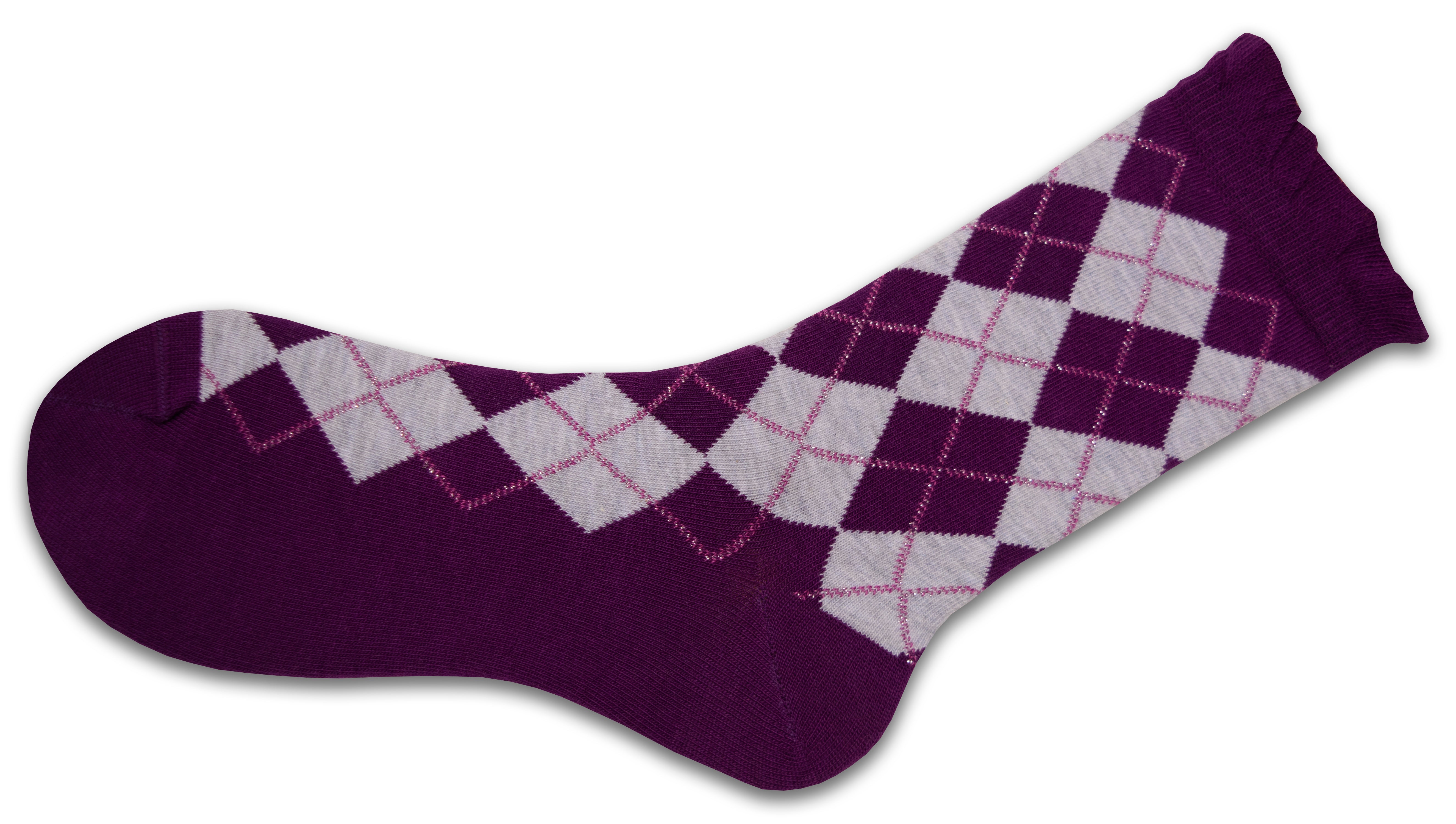 Sparkly Cotton Argyle Crew Socks for Women - 2 -Pair Packs
