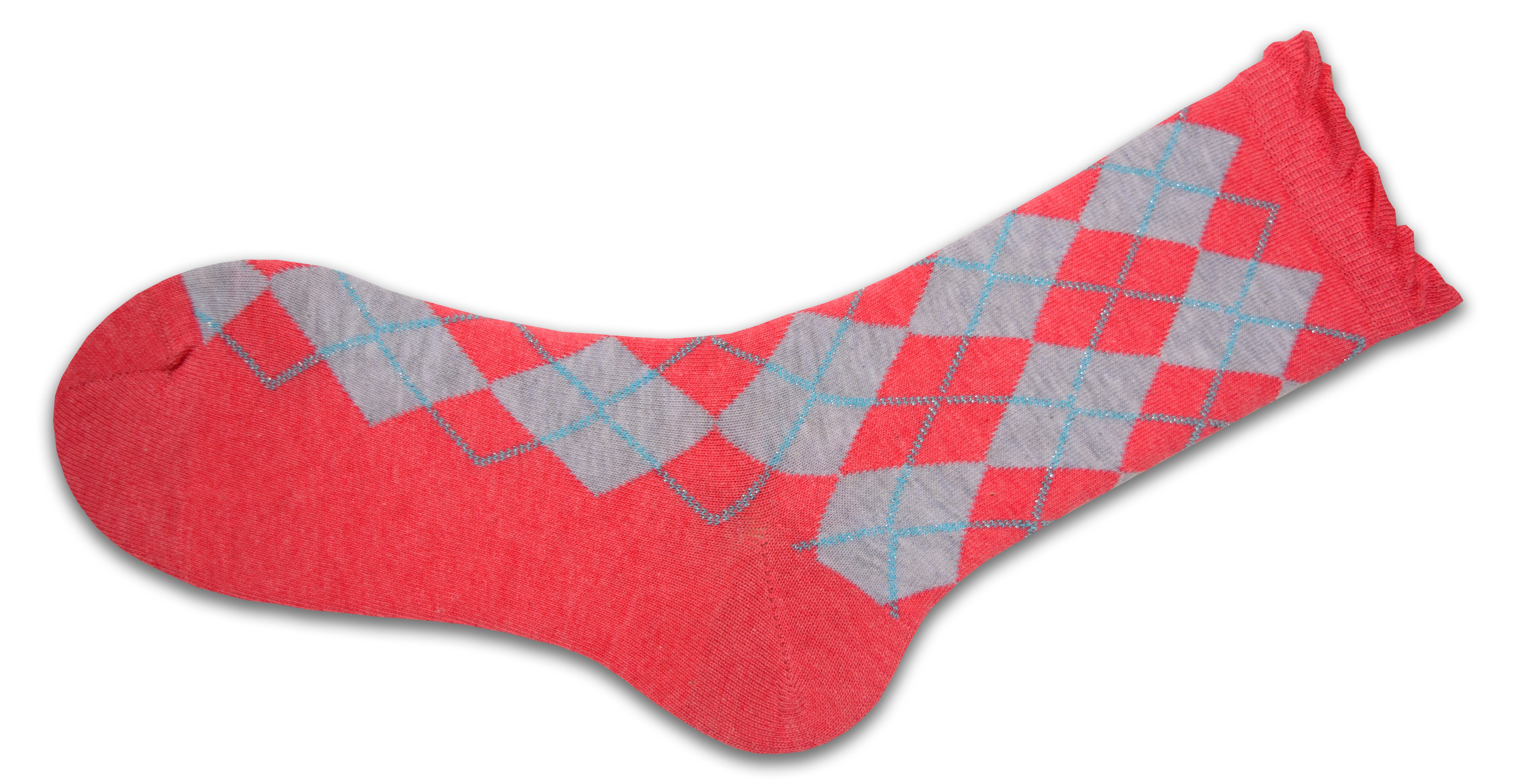 Sparkly Cotton Argyle Crew Socks for Women - 2 -Pair Packs