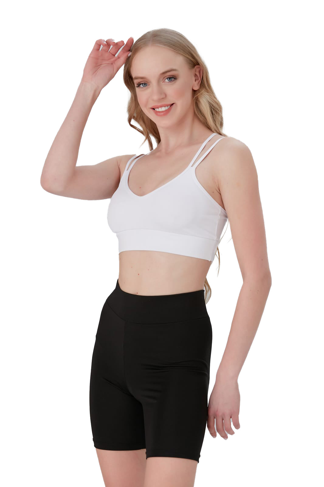 Juniors' and Women's Lightly Padded Sports Bra, Double Strap Plunge Yo