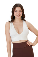 Ladies Padded Workout Wear, Comfortable Soft Plunge Neck Top - NEW ARRIVALS! - Wear Sierra