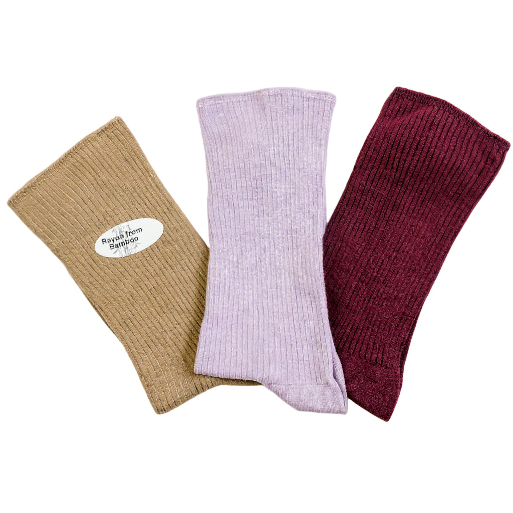 Women's Diabetic Arthritic Rayon and Bamboo Crew Socks 3-Pair Packs