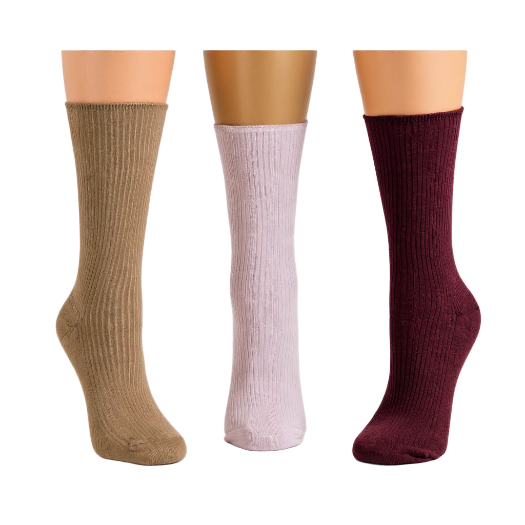Buy assorted2-zinfandel-lavender-lt-brown Women&#39;s Diabetic Arthritic Rayon and Bamboo Crew Socks 3-Pair Packs