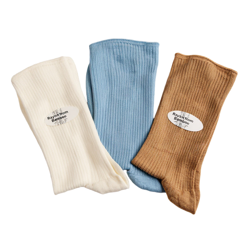 Women's Diabetic Arthritic Rayon and Bamboo Crew Socks 3-Pair Packs