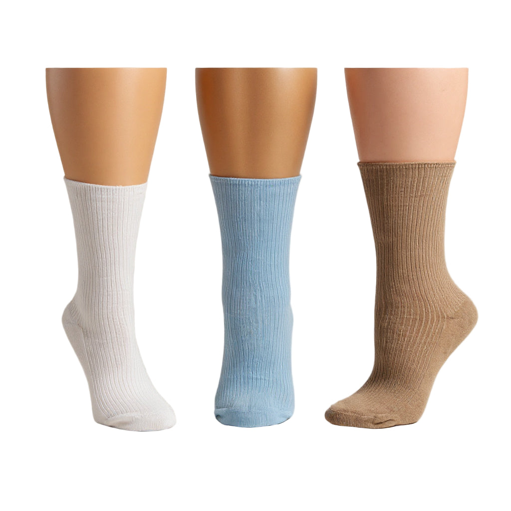 Buy assorted3-blue-white-camel Women&#39;s Diabetic Arthritic Rayon and Bamboo Crew Socks 3-Pair Packs