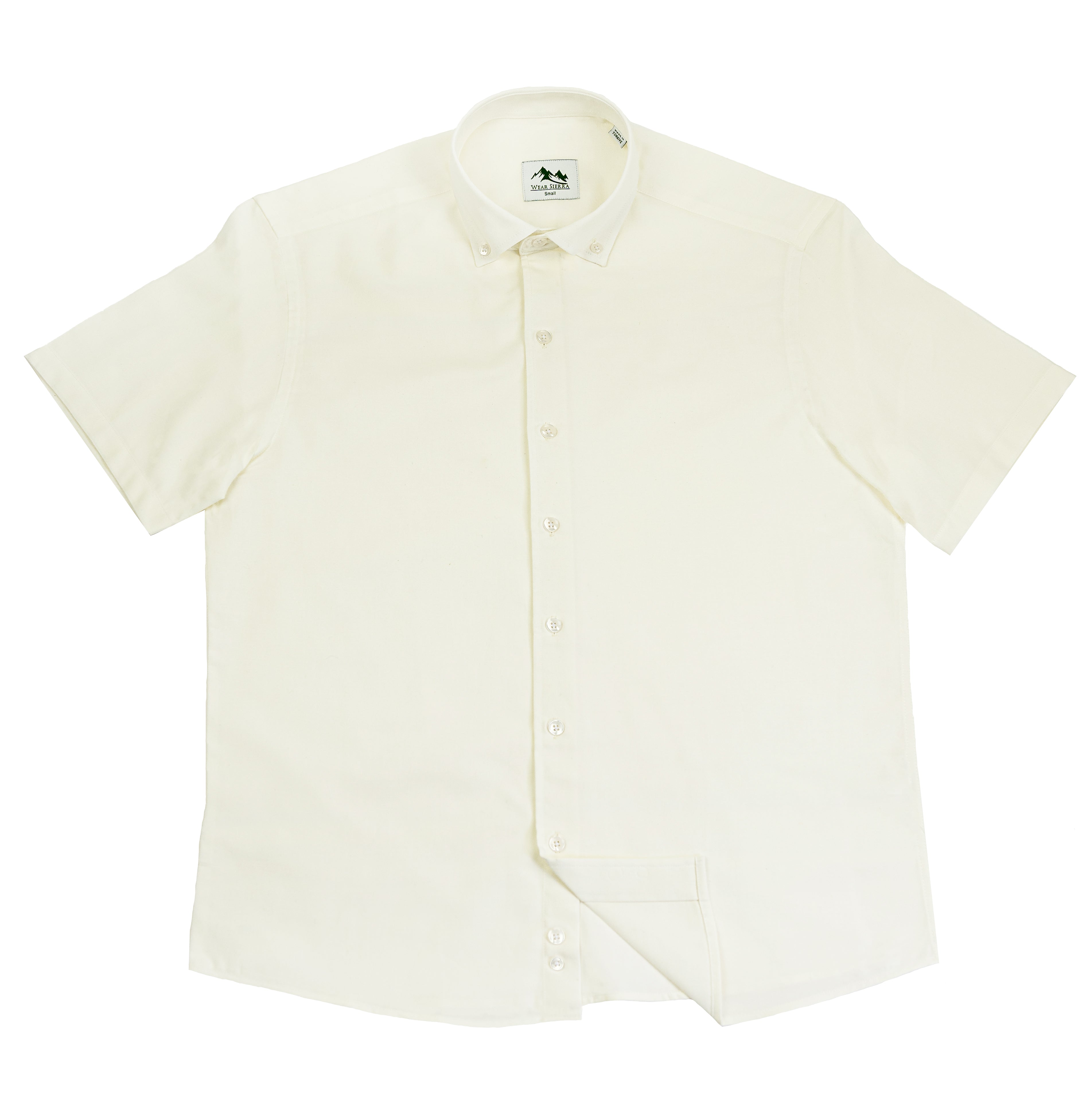 Wear Sierra Top Shelf Men's Turkish Cotton Short Sleeve Button Down Shirt in Classic Off-White, Casual Friday Shirt for Men - 0