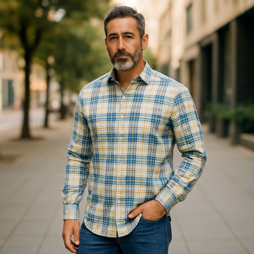 Wear Sierra Top Shelf Cotton Long Sleeve Button Down Shirts in White Plaid, Soft Combed Cotton Shirt for Dads & Grads