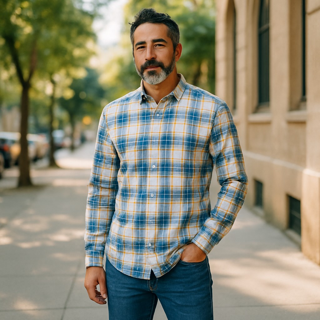 Wear Sierra Top Shelf Cotton Long Sleeve Button Down Shirts in White Plaid, Soft Combed Cotton Shirt for Dads & Grads