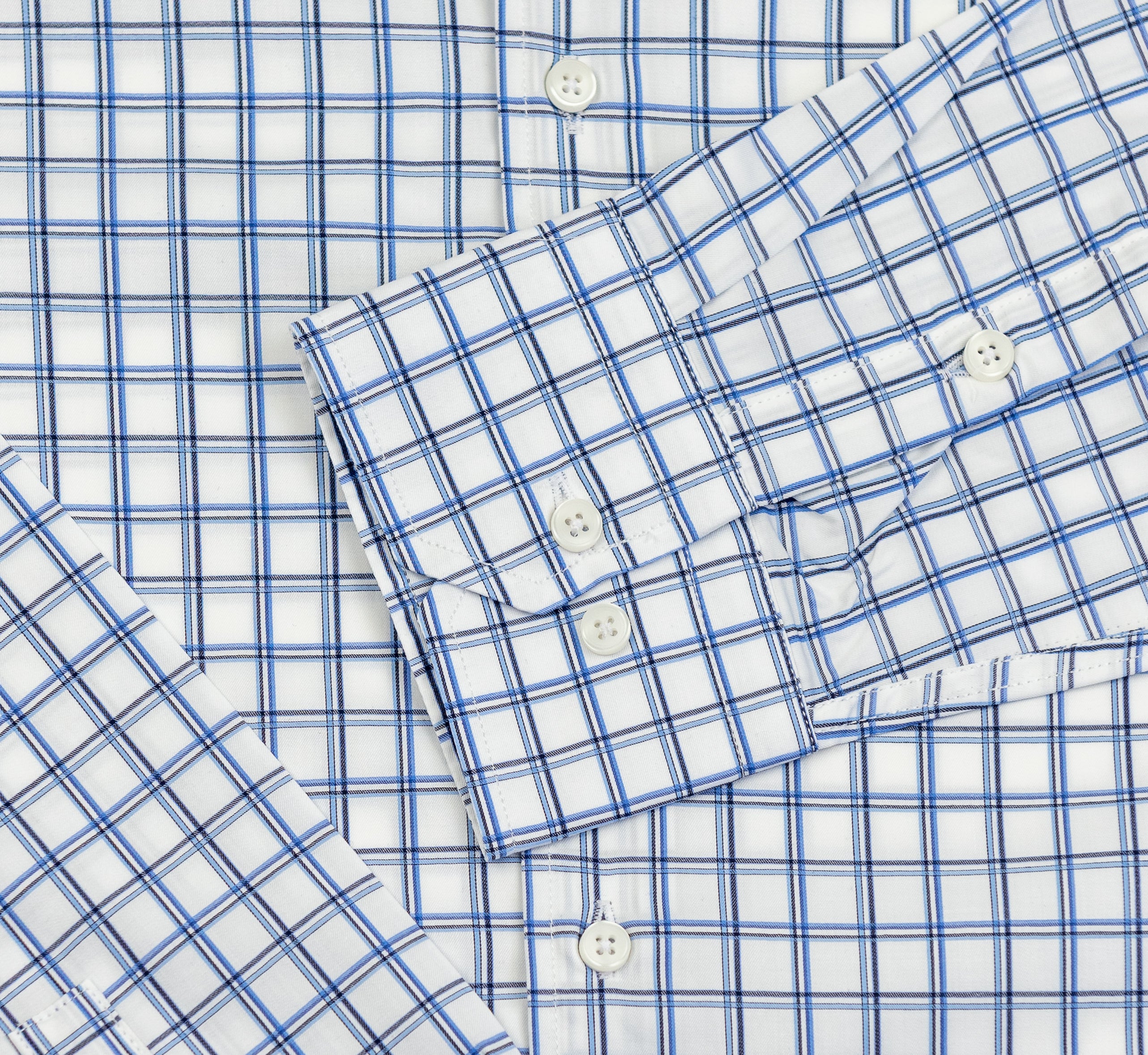Wear Sierra Top Shelf Men's Turkish Cotton Long Sleeve Button Up Shirt in Blue Windowpane Plaid, Casual Friday Shirt for Men