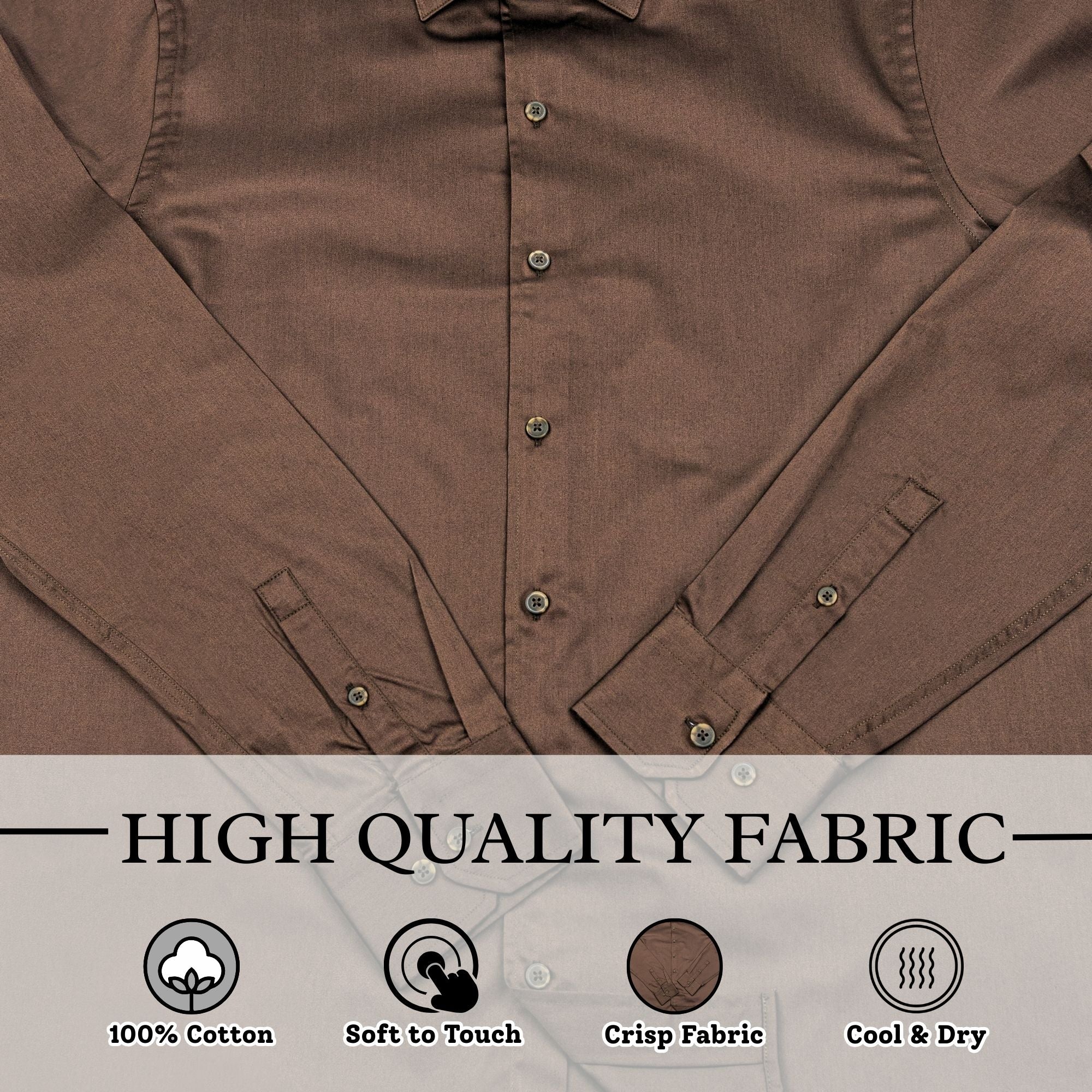 Wear Sierra Top Shelf Men's Turkish Cotton Long Sleeve Button Up Shirt in Brown, Perfect Casual Friday Shirt for Men