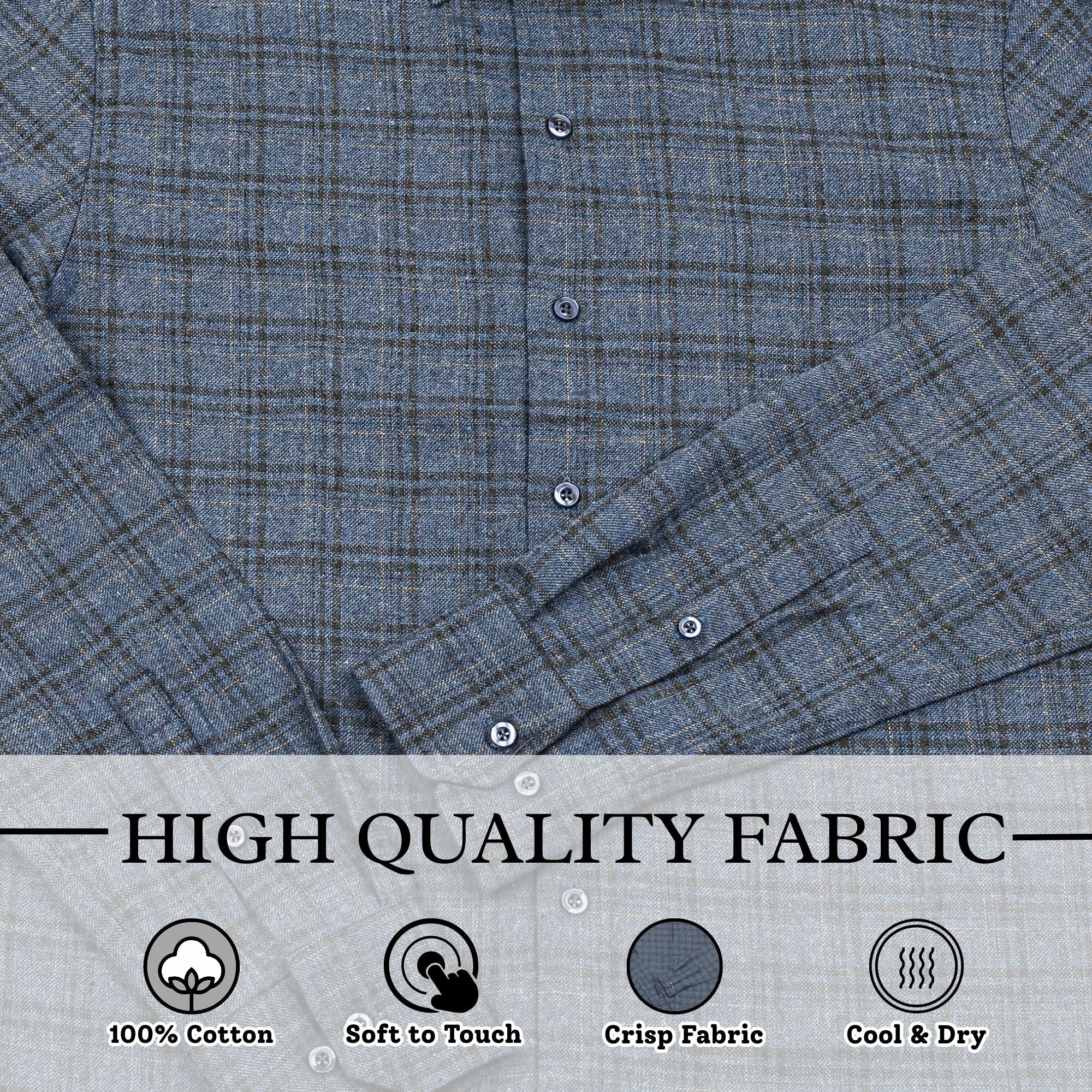 Wear Sierra Top Shelf Men's Turkish Cotton Long Sleeve Button Down Shirt in Combed Cotton Navy Plaid