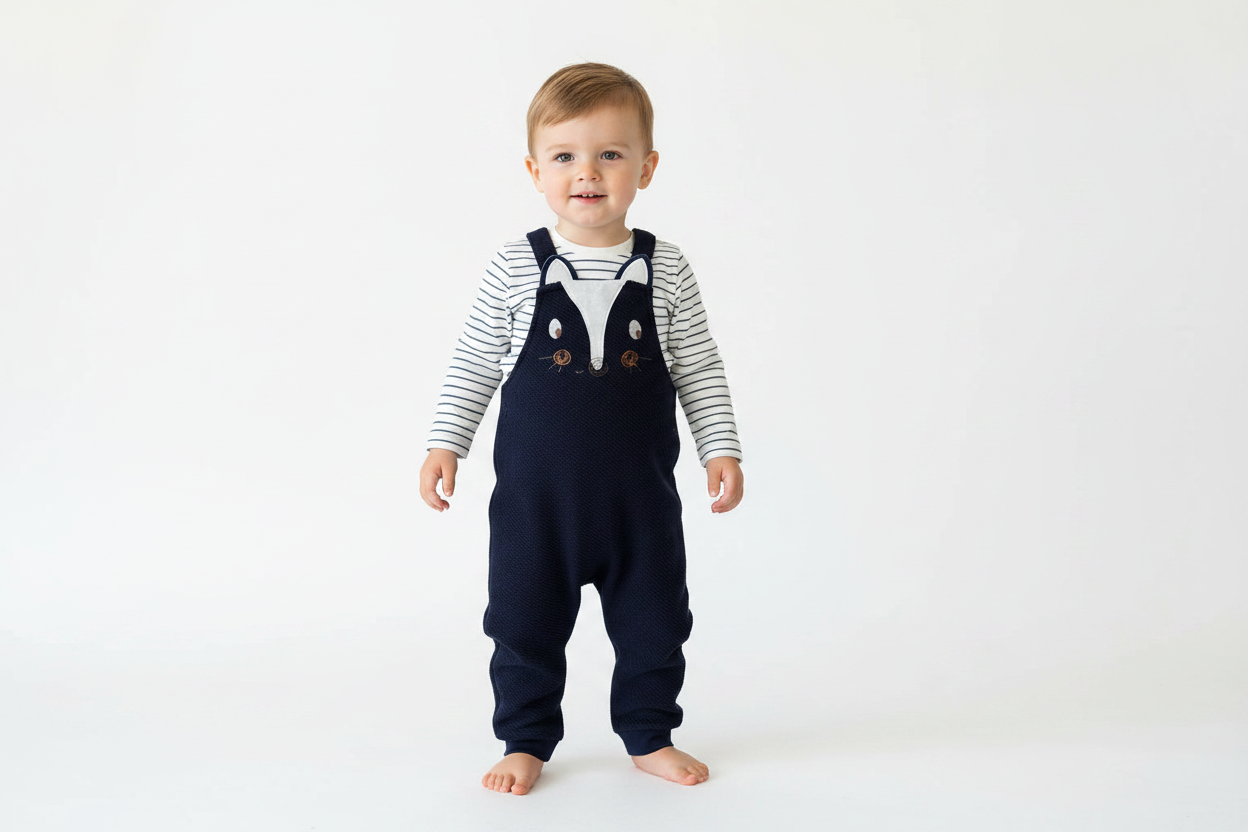 Infant & Toddler Overalls in a Fun Print (Skunk) Striped Long-Sleeve Shirt Included - 2 Piece Set