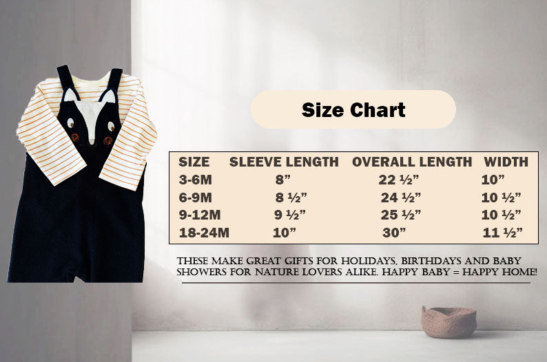 Newborn & Toddler Overalls in a Fun Print (Skunk) Striped Long-Sleeve Shirt Included - 2 Piece Set - Wear Sierra