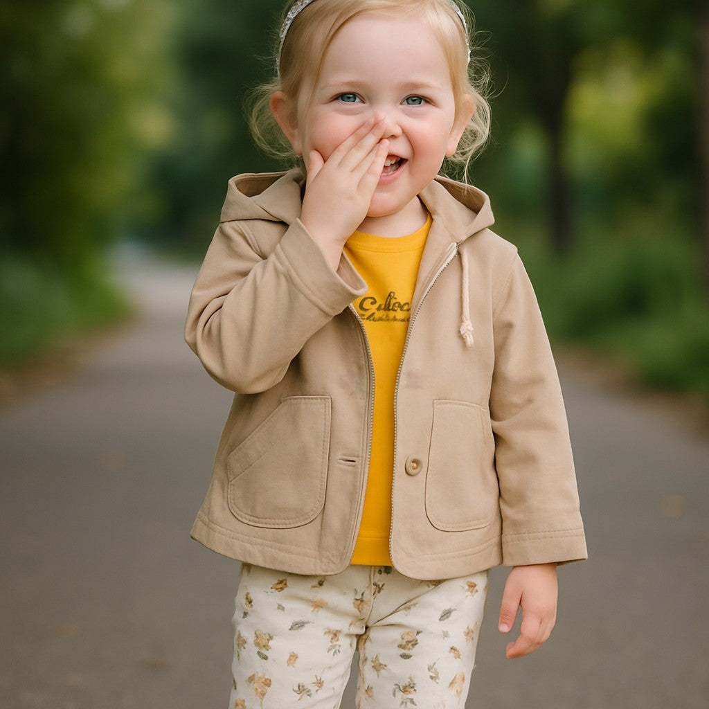 Little Girls' Summer & Fall Cotton 3-Piece Outfit Set - Jacket, Sleeveless Top, and Button Pants