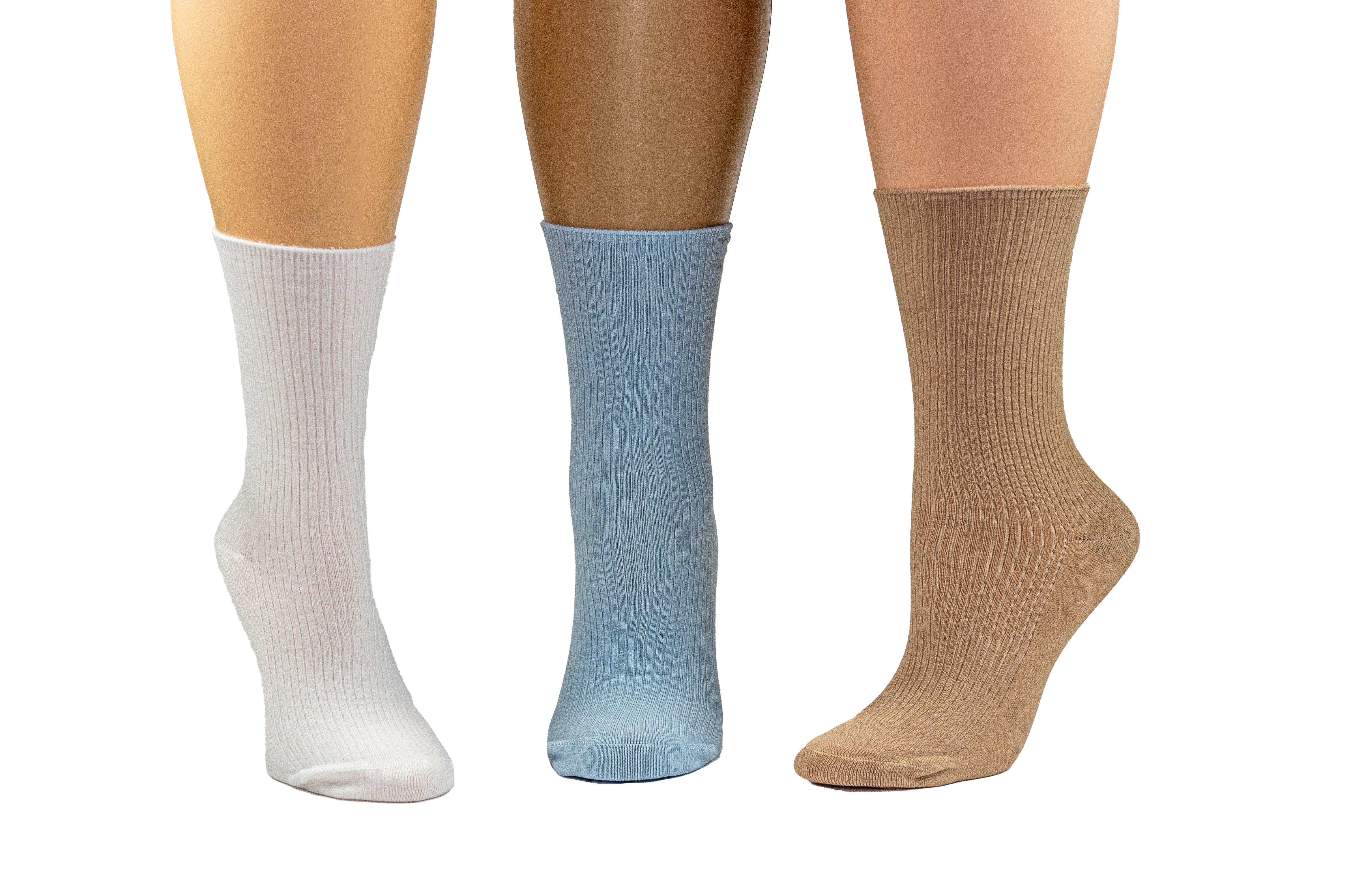 Women's Diabetic Arthritic Rayon and Bamboo Crew Socks 3-Pair Packs