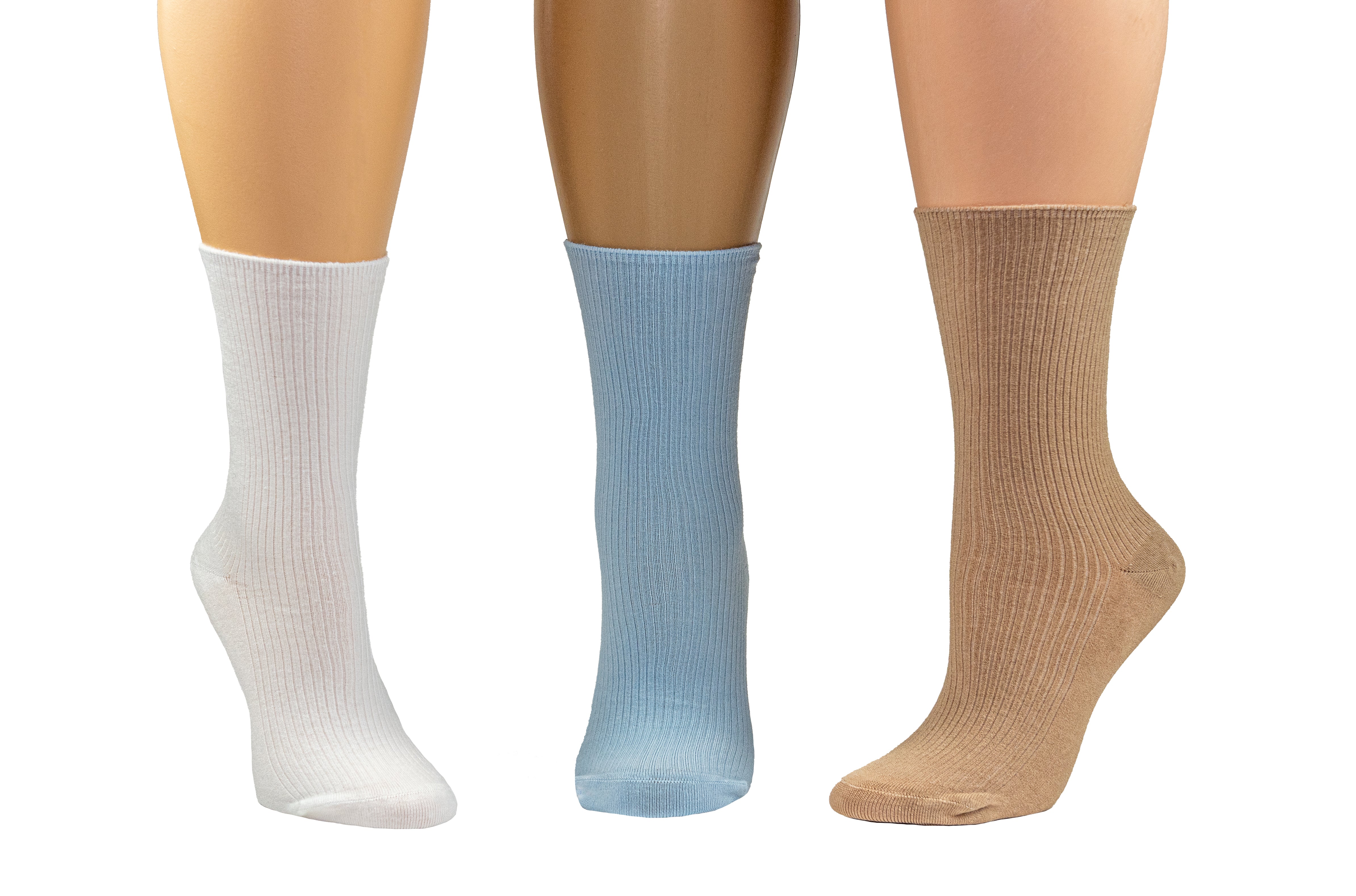 Women's Diabetic Arthritic Rayon and Bamboo Crew Socks 3-Pair Packs